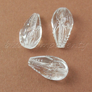 Čirý akrylový korálek, kapka 21x12mm