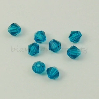 Modrý skleněný korálek 4x4mm, fasetovaný dvoukužel, 20ks