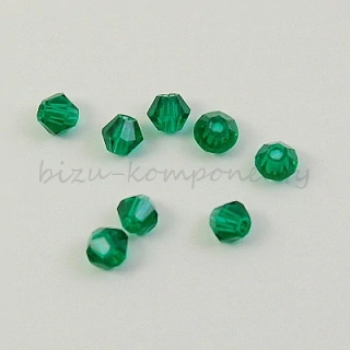 Tmavě zelený korálek 4x4mm, fasetovaný dvoukužel, 20ks