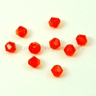 Oranžový korálek 4x4mm, fasetovaný dvoukužel, 20ks