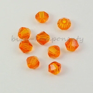 Oranžový korálek 6x6mm, fasetovaný dvoukužel, 10ks