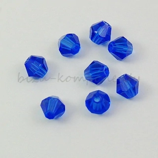 Modrý korálek 6x6mm, fasetovaný dvoukužel, 10ks
