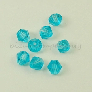Světle modrý korálek 6x6mm, fasetovaný dvoukužel, 10ks