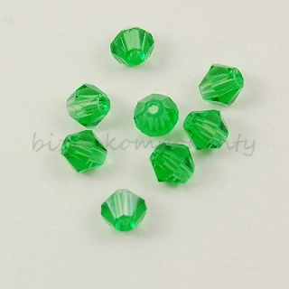 Zelený korálek 6x6mm, fasetovaný dvoukužel, 10ks