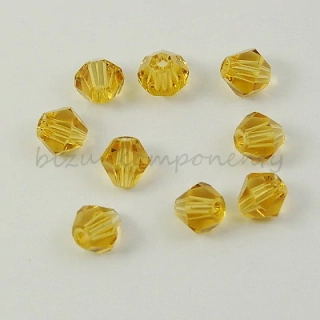 Žlutý korálek 6x6mm, fasetovaný dvoukužel, 10ks