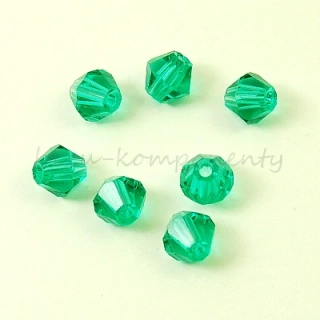 Tmavě zelený korálek 6x6mm, fasetovaný dvoukužel, 10ks