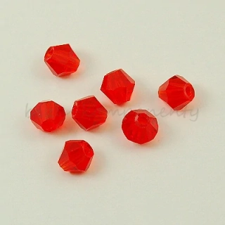 Červený korálek 6x6mm, fasetovaný dvoukužel, 10ks