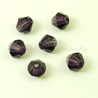 Fialový korálek 6x6mm, fasetovaný dvoukužel, 10ks