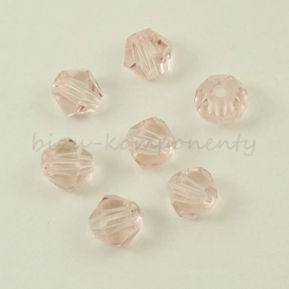 Růžový korálek 6x6mm, fasetovaný dvoukužel, 10ks