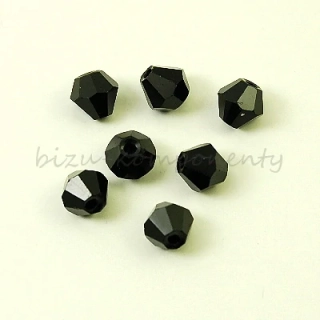 Černý korálek 6x6mm, fasetovaný dvoukužel, 10ks