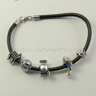 Náramek 20cm, kůže a ocel