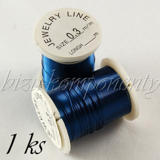 Měděný lakovaný drát tmavě modrý 0,3mm 10m