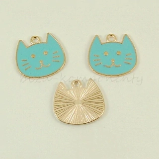 Smaltovaná kočičí hlava, světle modrá 1ks