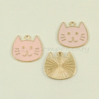 Smaltovaná kočičí hlava, růžová 1ks