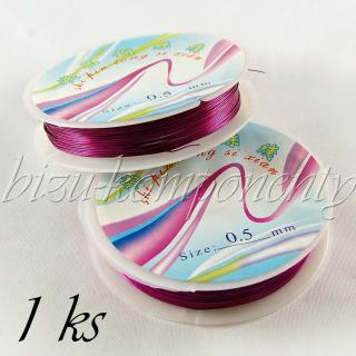 Měděný lakovaný drát fuchsiový 0,5mm 6,5m