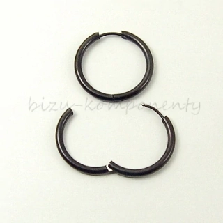 Náušnice kruh 25x2,5mm, ocel, černá