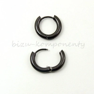 Náušnice kruh 15x3mm, ocel, černá