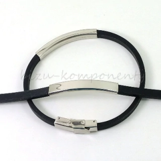 Černý náramek 21cm, silikon a ocel
