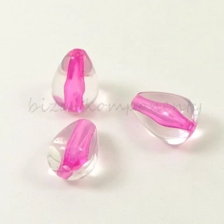 Průhledný akrylový korálek kapka, sytě růžový, 15x10mm,10ks