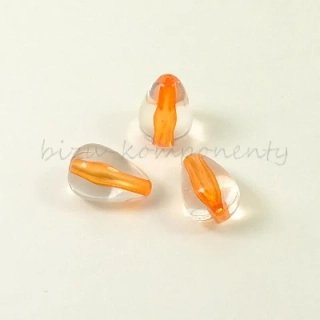 Průhledný akrylový korálek kapka, oranžový, 15x10mm,10ks