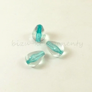Průhledný akrylový korálek kapka, azurový, 15x10mm,10ks