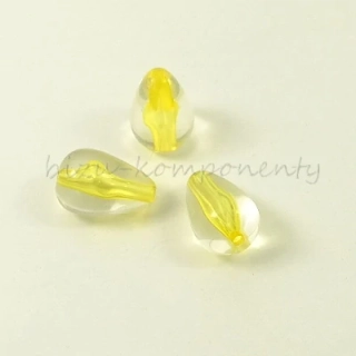 Průhledný akrylový korálek kapka, žlutý, 15x10mm,10ks
