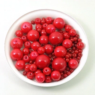 Směs voskovaných perlí červené barvy 3-12mm 30g