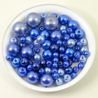 Směs voskovaných perlí, modré, 4-12mm 30g