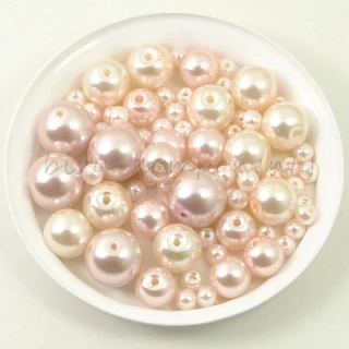Směs voskovaných perlí, růžová, 3-10mm 30g
