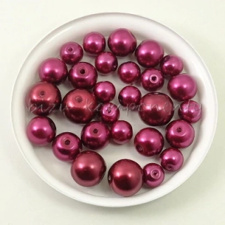 Směs voskovaných perlí, fialovočervená, 8-12mm 30g