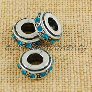 Kovový korálek ložisko s modrými šatony