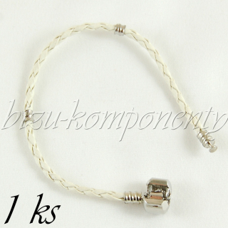 Bílý koženkový náramek 17cm