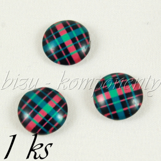 Skleněný kabošon barevný skotský, 12 mm