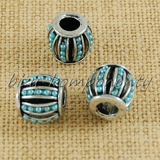 Kovový korálek s modrými perličkami