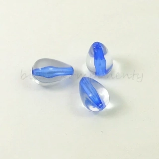 Průhledný akrylový korálek kapka, modrý, 15x10mm,10ks