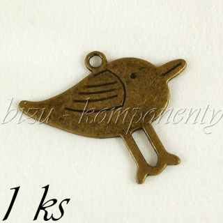 Ptáček zpěváček, bronzová barva, 1 ks