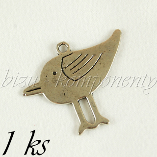 Ptáček zpěváček, stříbrná barva, 1 ks