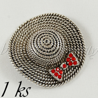 Klobouk s červenou mašlí, stříbrná barva