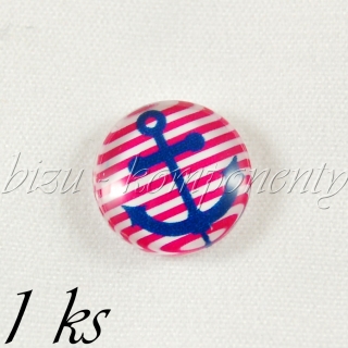 Skleněný kabošon kotva, 12 mm