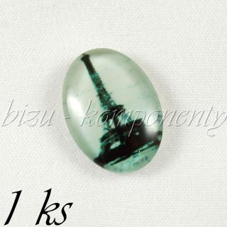 Skleněný kabošon Eiffelovka, 18x13 mm