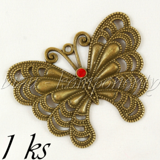 Velikánský motýl s červeným šatonem, bronzová barva