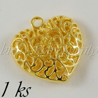 Menší 3D srdce, starozlatá barva