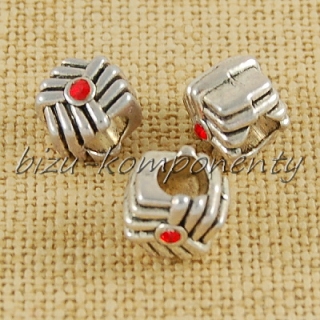 Kovový korálek uzel s červenými šatony