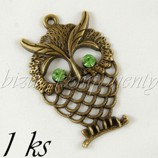 Veliká sova se zelenýma očima, bronzová barva