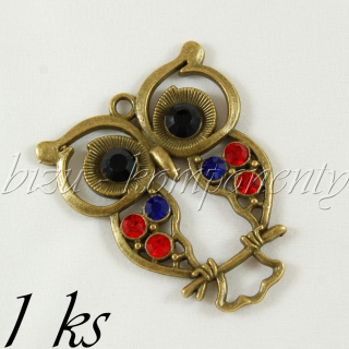 Velká obrýlená sova s dvojbarevnými křídly, bronzová barva