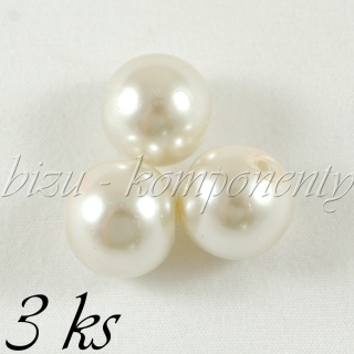 Bílé voskované perle 14mm 3ks