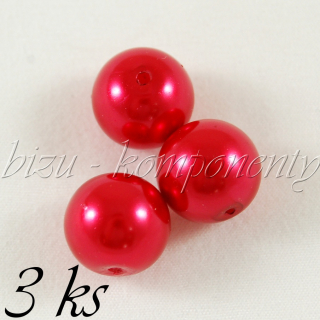 Červené voskované perle 14mm 3ks