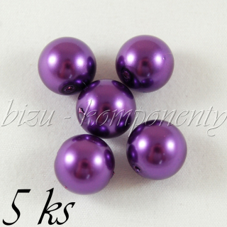 Fialové voskované perle 12mm 5ks