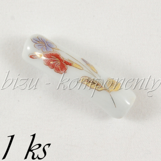 Dlouhý keramický korálek s květinou