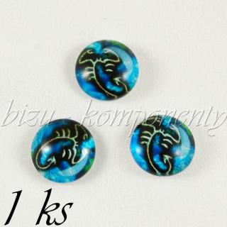Skleněný kabošon štír, 12 mm